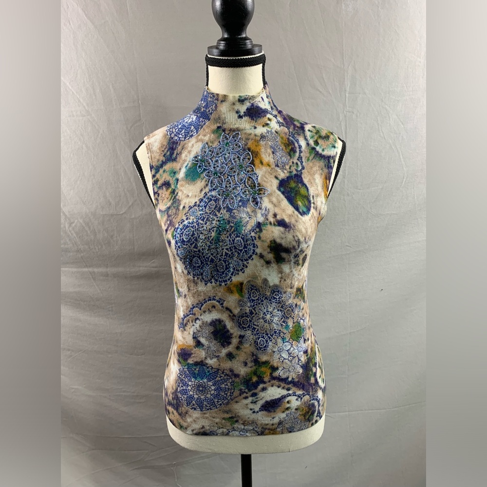 Beaded Floral Knit Top and Matching Sweater - Picture 5 of 7